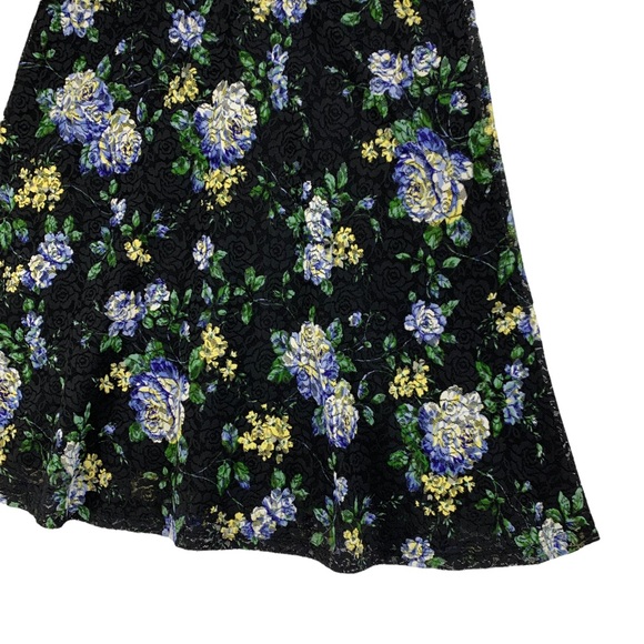 Vintage Black Floral Stretch Lace Midi Length Skirt by Tailor B.Moss USA - Picture 4 of 16